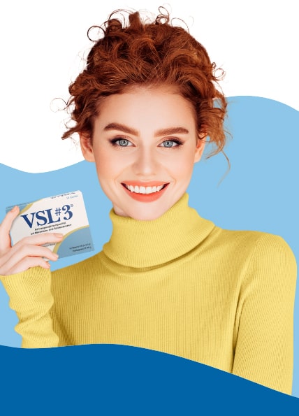 Frau in gelbem Pullover und VSL#3 Packung