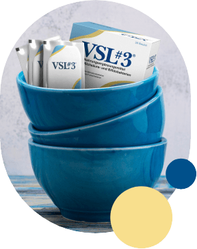 blaue Schüssel mit VSL#3 Packung